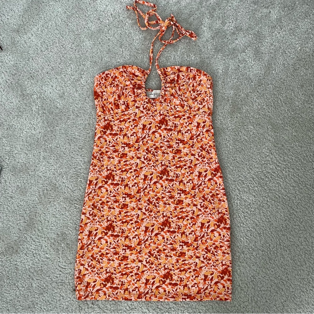 Audrey Orange Floral Mini Dress